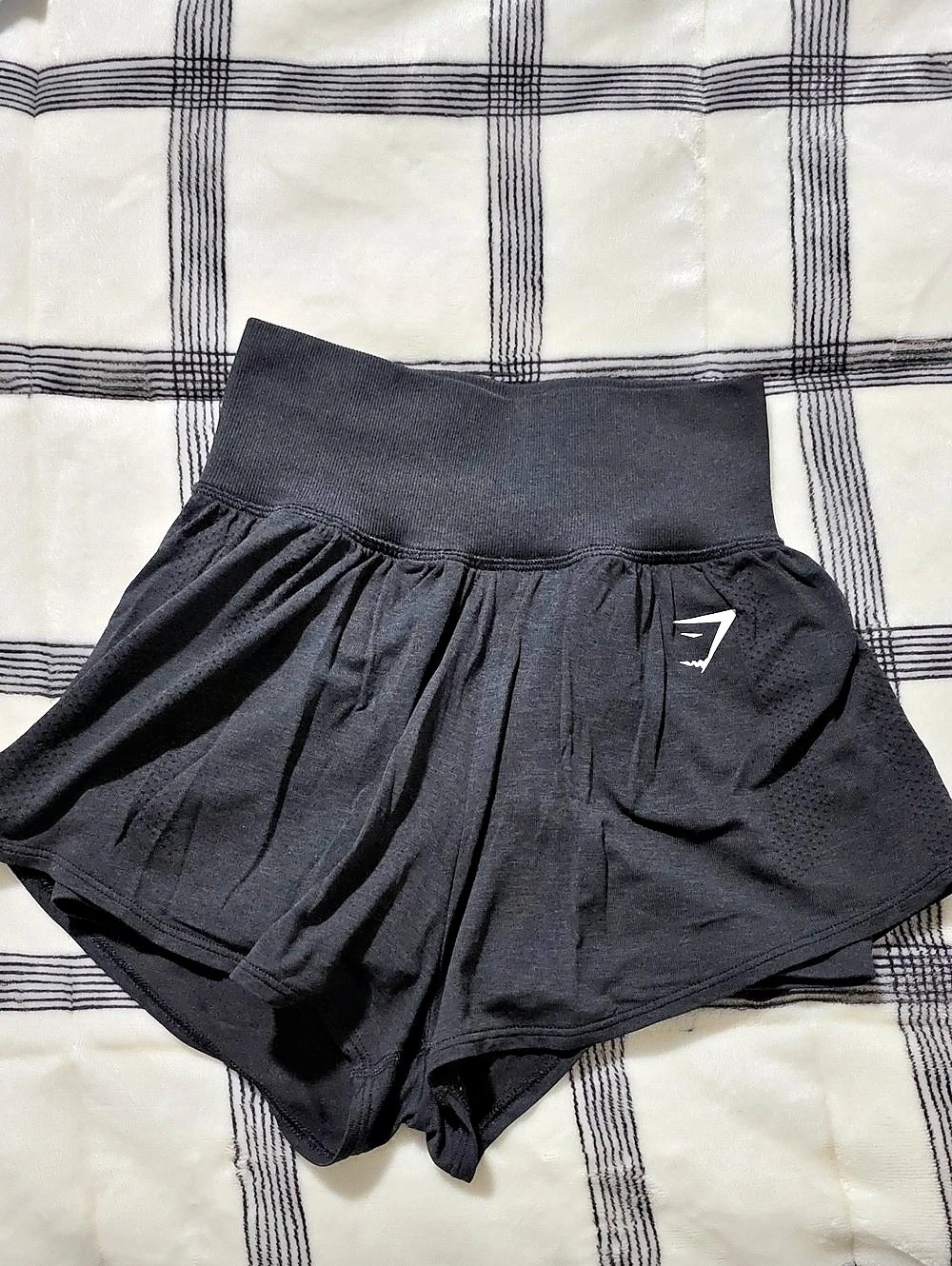 Gymshark Black Athletic Shorts With Biker Shorts Under
